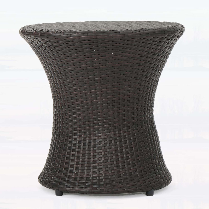 Wicker End Table,No Glass Top,Durable and Space-Saving, Brown