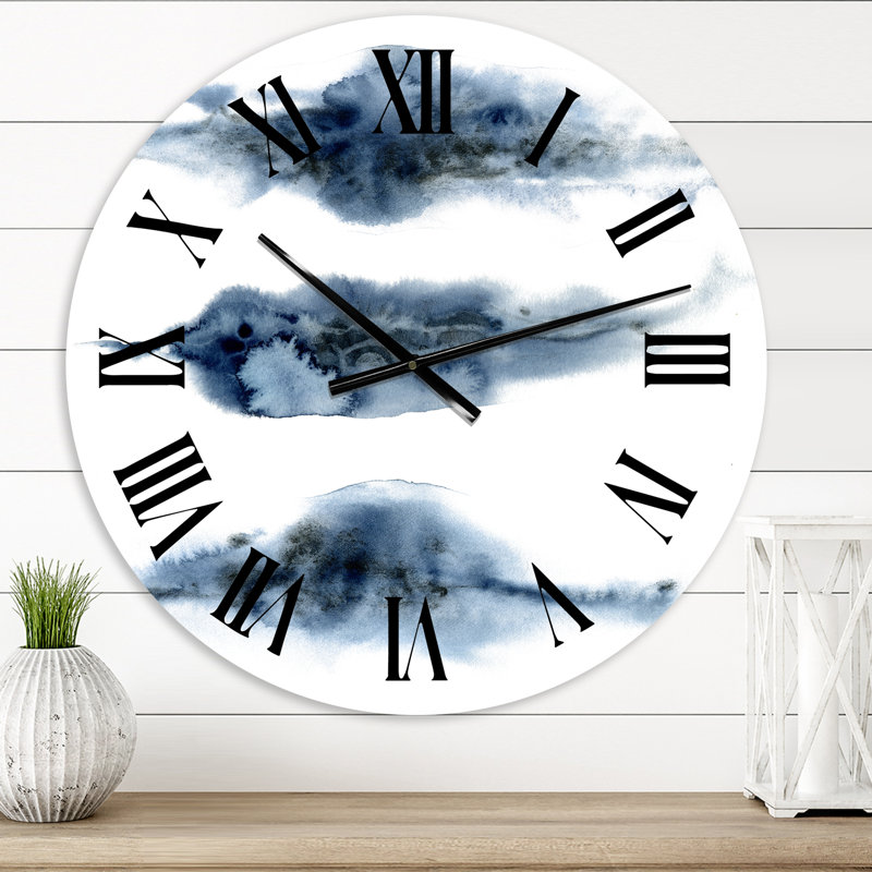 Abstrait de nuages bleu foncé - horloge murale moderne, Petit