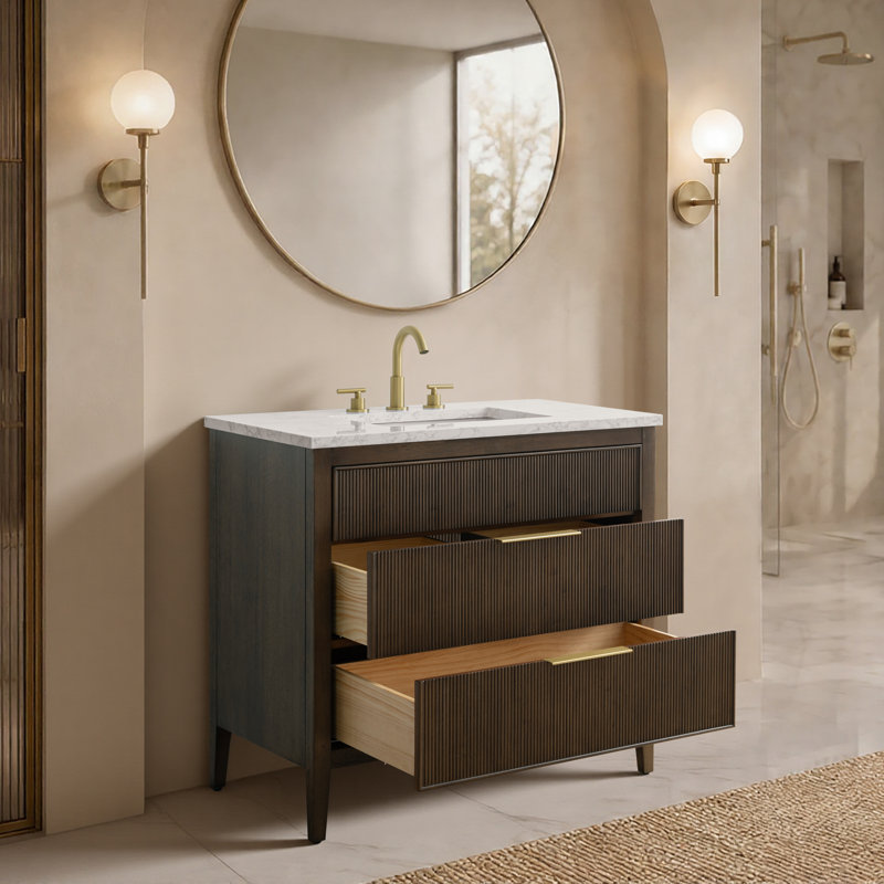 Emma 36" W Single Vanity, Chestnut Brown