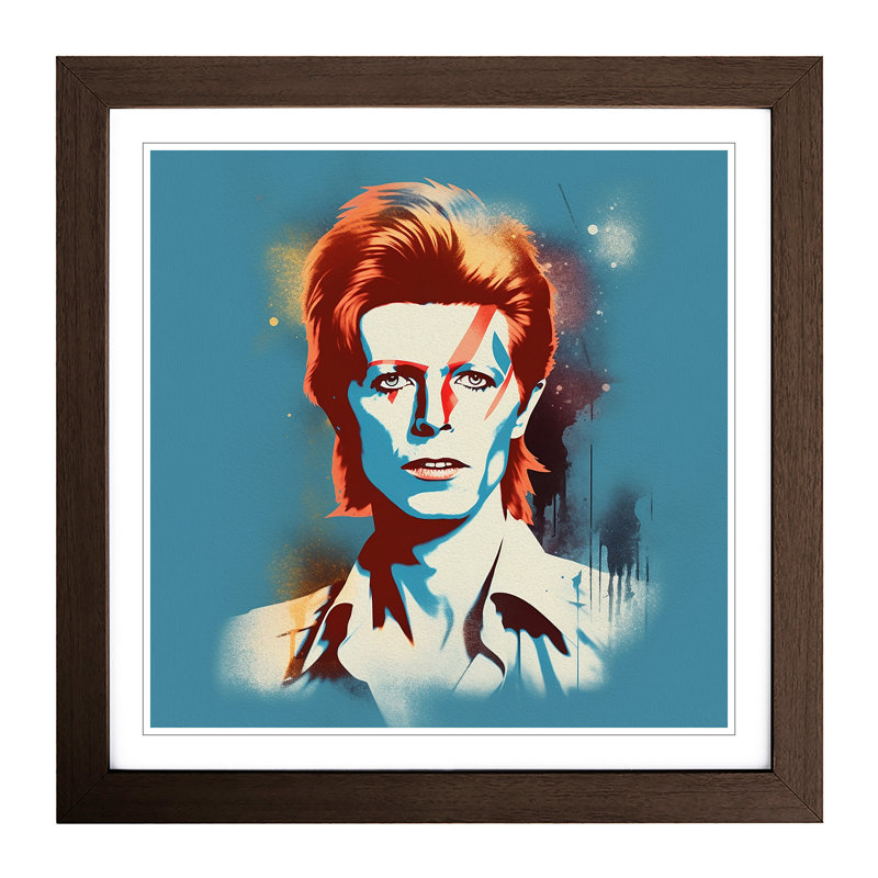 David Bowie Retro - Framed Print, Walnut