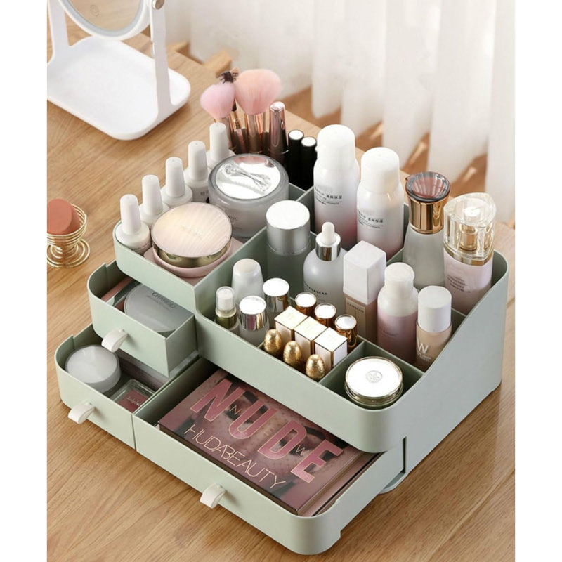 Organisateur de maquillage pour grande capacité, Vert