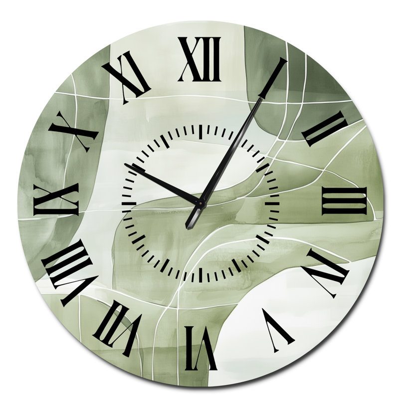 Horloge murale ronde en métal Sage Lines - Style du milieu du siècle, Surdimensionné