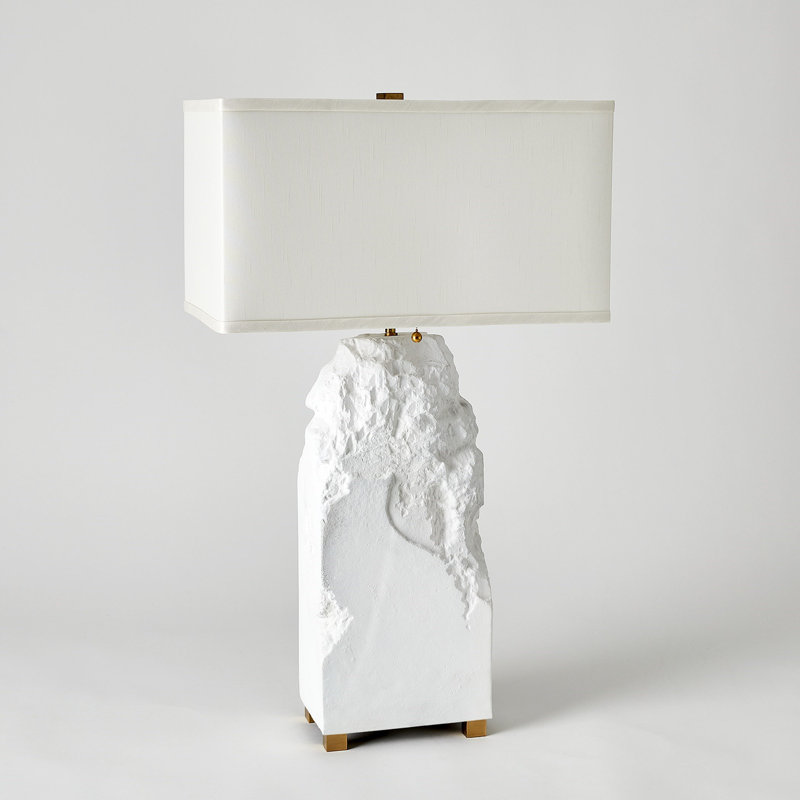 Lampe bloc ciselée en blanc mat