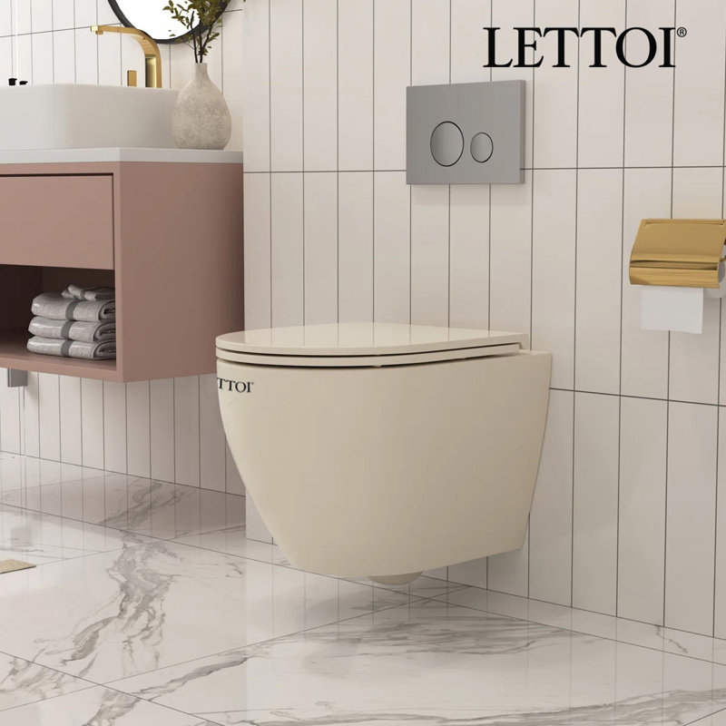Toilette murale à double chasse LETTOI, cuve en forme de U, 1,1 / 1,6 gpf, siège à fermeture rapide à fermeture en douceur inclus