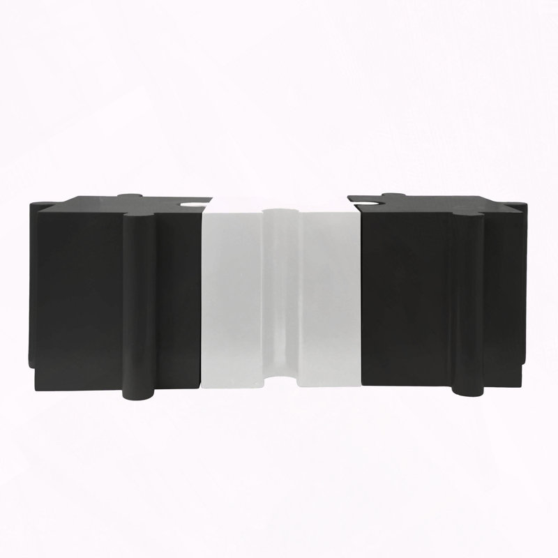 3-Piece Modular Interlocking Mgo Puzzle Table Set, Black/White