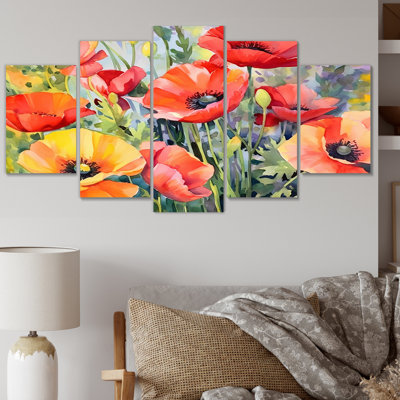 Vibrant Poppies I Plants & Flowers Wall Decor on Metal