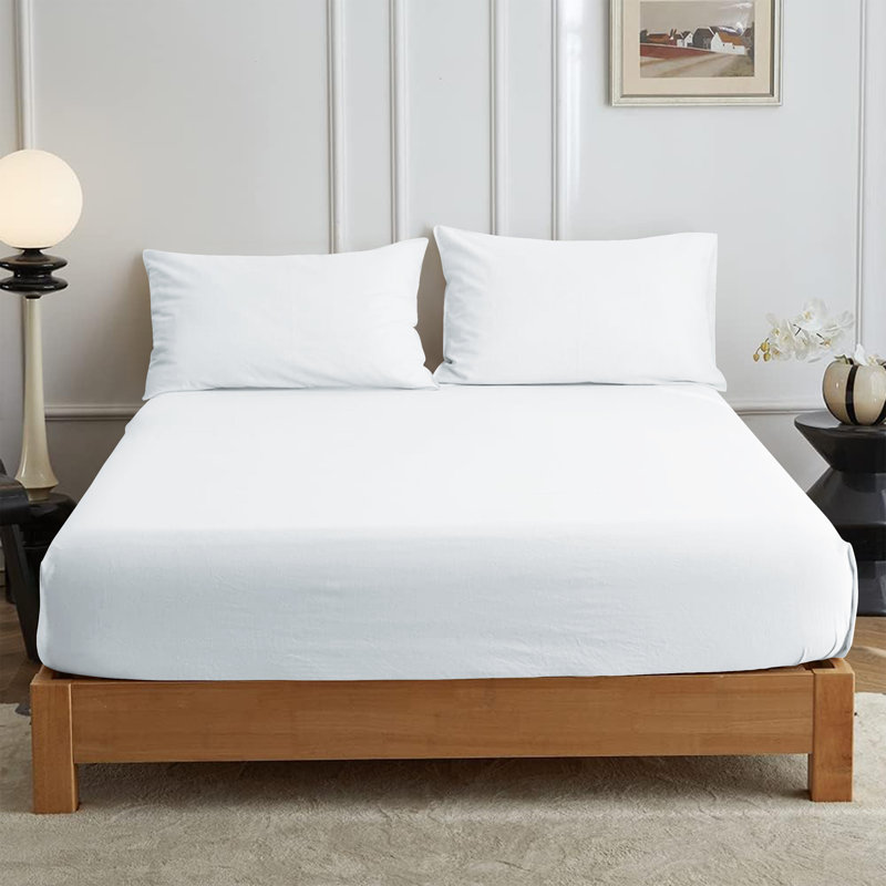 Leila Microfiber 25cm Deep Pocket Fitted Bed Sheet, Single (3'), White