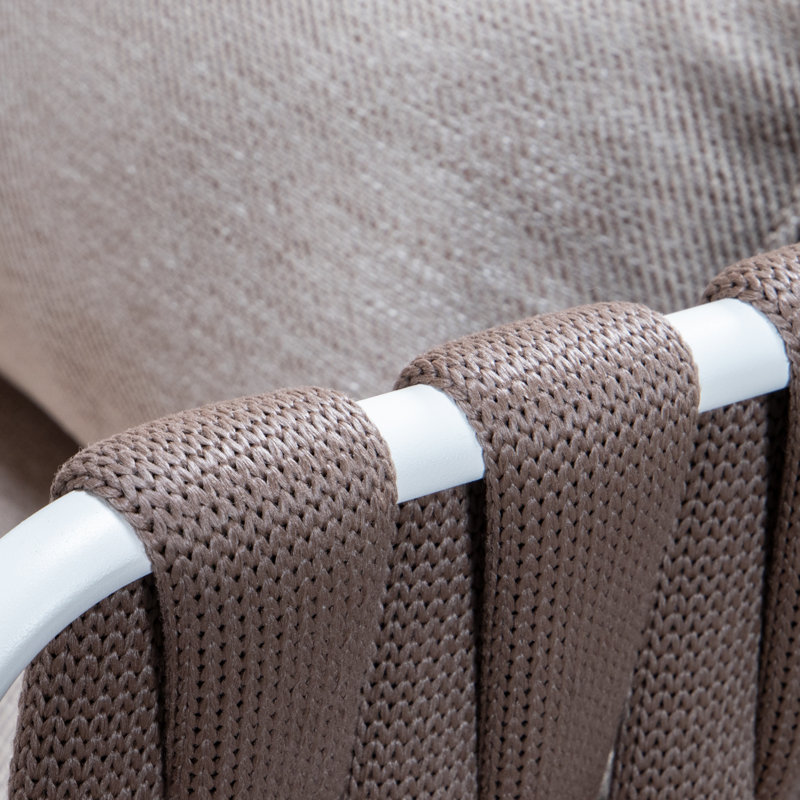 Chaise de patio avec coussins Gavin, Structure brune / coussin beige