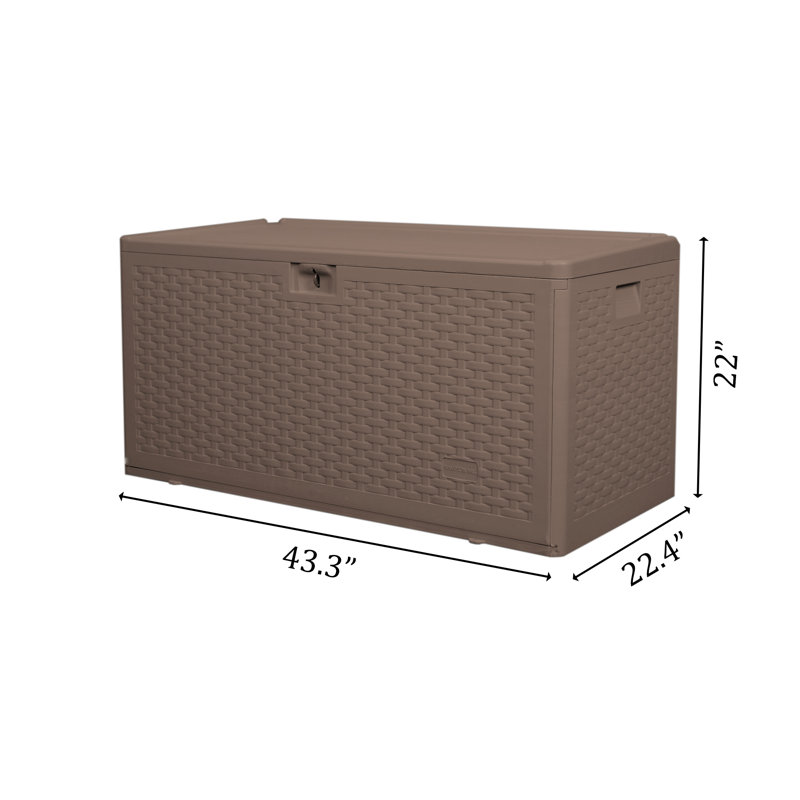 Decksplore 80 Gallon Outdoor Storage Box, Waterproof & Lockable Resin Deck Box