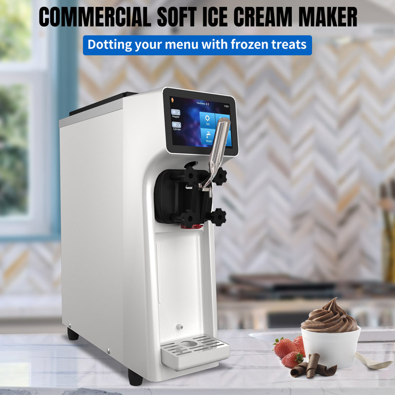 Countertop Soft Serve Ice Cream Machine 1000w Commercial Ice Cream Machine Automatic Touch Screen Operation Panel