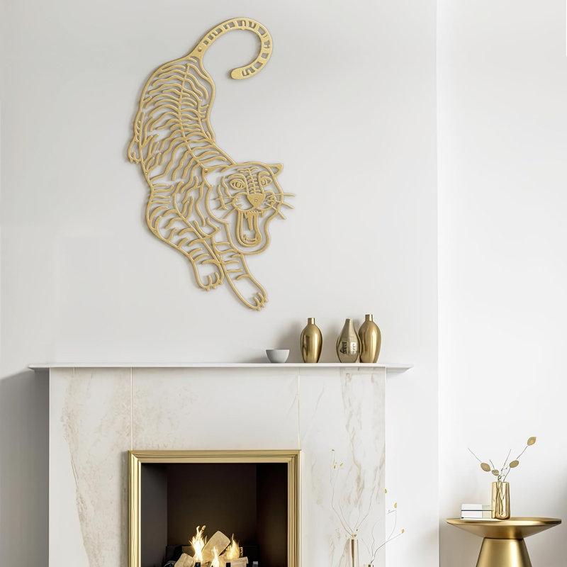 Décoration murale en métal, Or, H 36 po x l 18 po x P 0,05 po