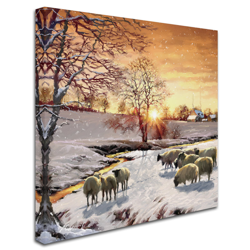 « winter brebis », reproduction sur toile tendue, H 14 po x l 14 po x P 2 po