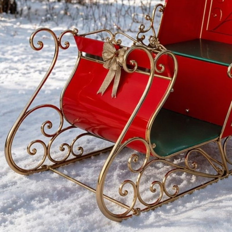 Décoration de Noël grandeur nature en fer forgé représentant un traîneau « George » de style victorien
