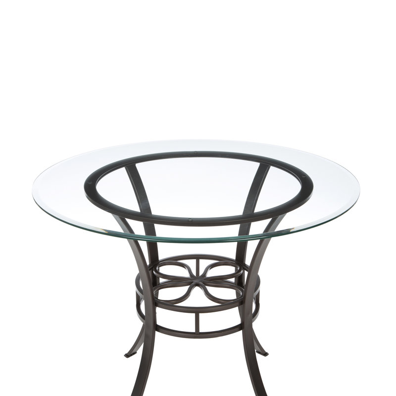 Round Glass Top Metal Base Dining Table