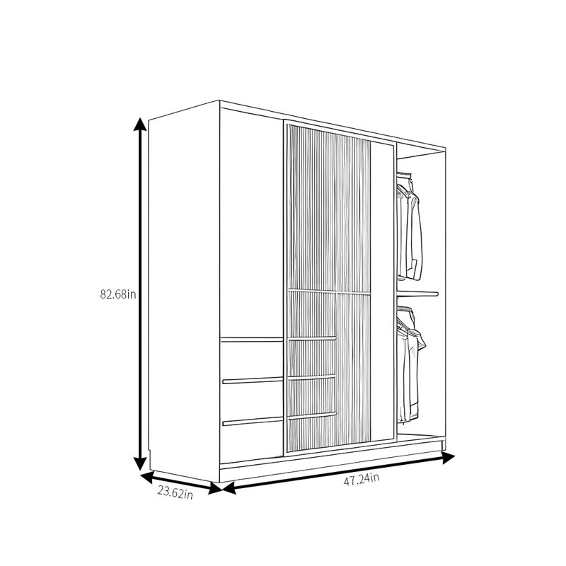 Garde-robe de luxe léger, H 82,68 po x l 47,24 po x P 23,62 po