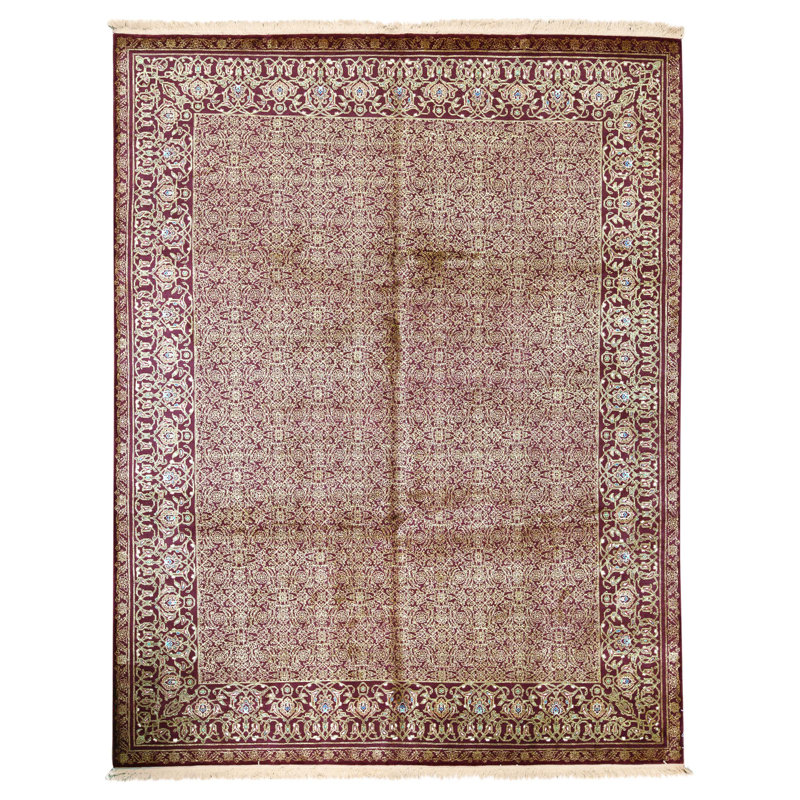 Tapis rectangulaire en laine noué à la main