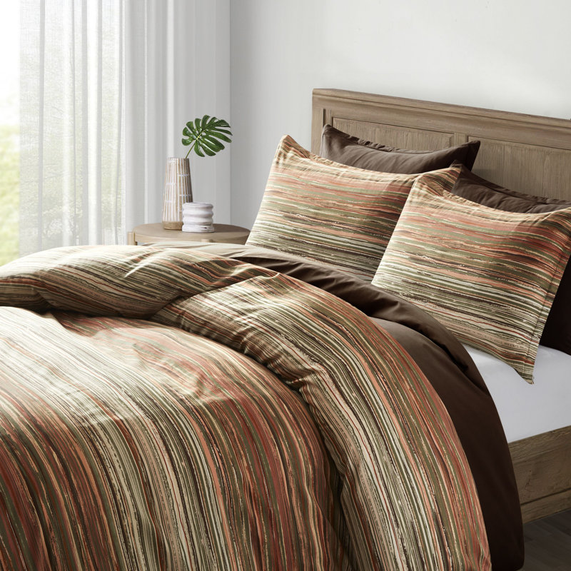 Abstract Striped Cotton Duvet Cover Set - King Size, King Duvet Cover + 2 King Shams