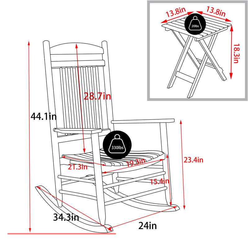 Karlin Outdoor 2 Solid Wood Chairs and 1 Table, Gray