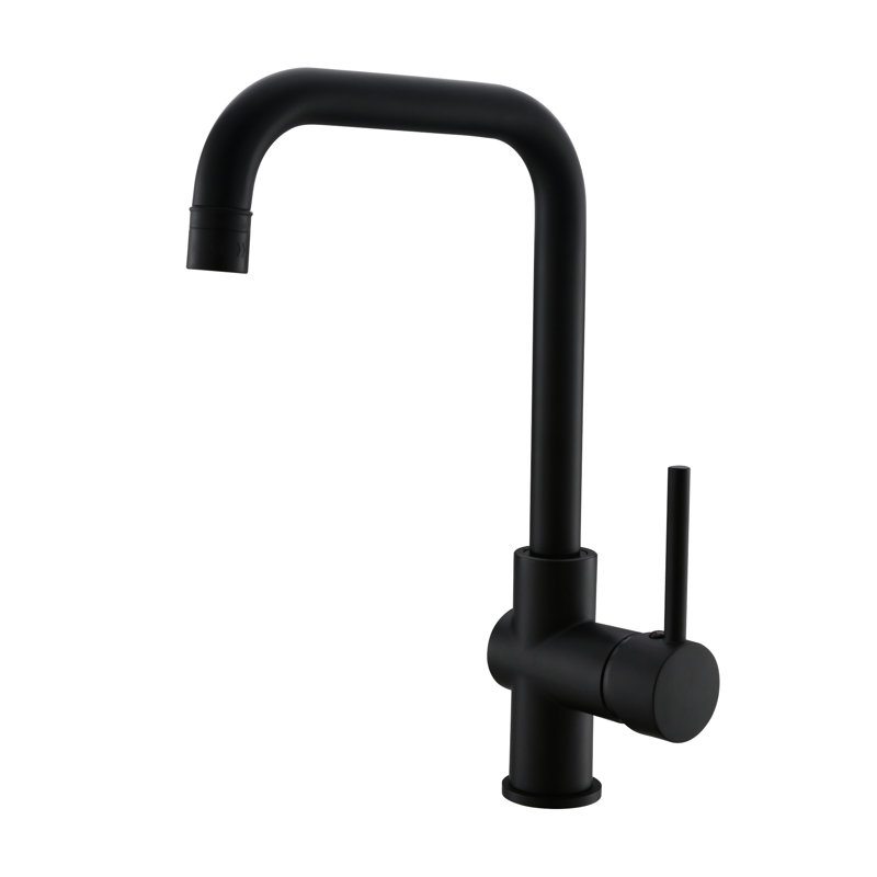 Single Handle Matte Black Kitchen Faucet 1 Hole For Outdoor Showers Ceramic Filler Lever Laundry