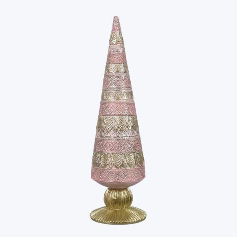 Arbre de Noël en résine - rose et or