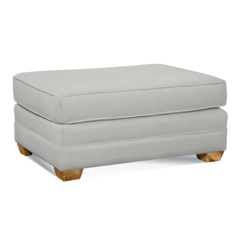 Bedford Upholstered Ottoman, Honey , Light Blue and White Stripe; 0256-54