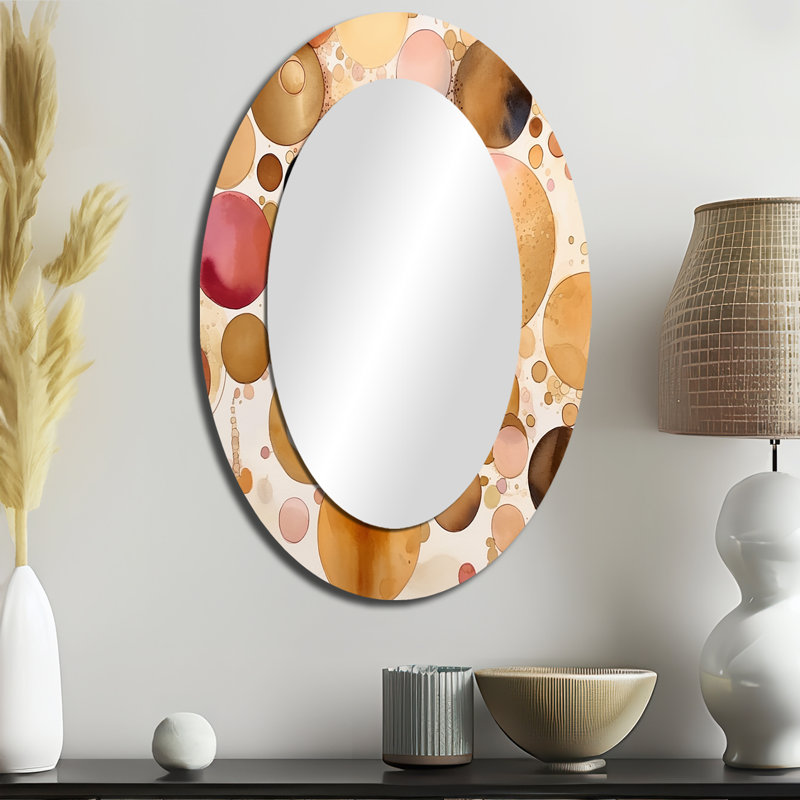 Afternoon Dreams Boho Chic Vintage Pink Gold I - Pink Oval Wall Mirror Decor, 36" x 24"