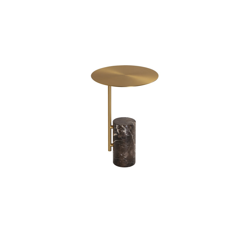 Butler Abstract End Table, Brown , Brass