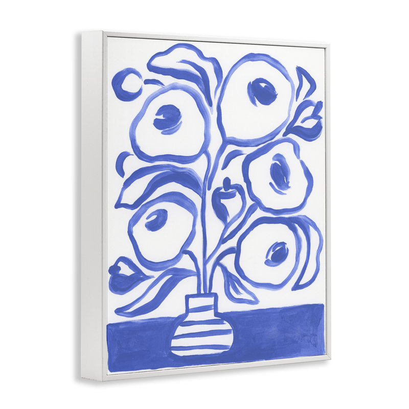 Vase moderne bleu June Erica Vess bg-083, Estampe numérique encadrée blanc bord de mer, H 20 po x l 16 po