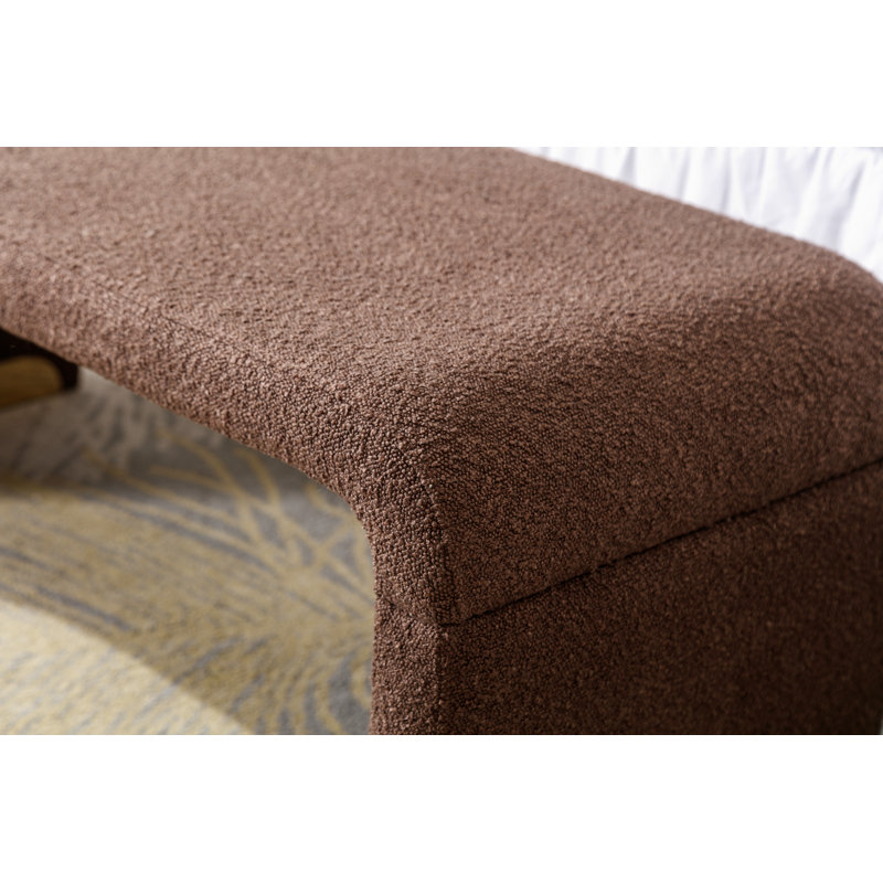 Dant Boucle Fabric Upholstered Bench Ottoman, Brown