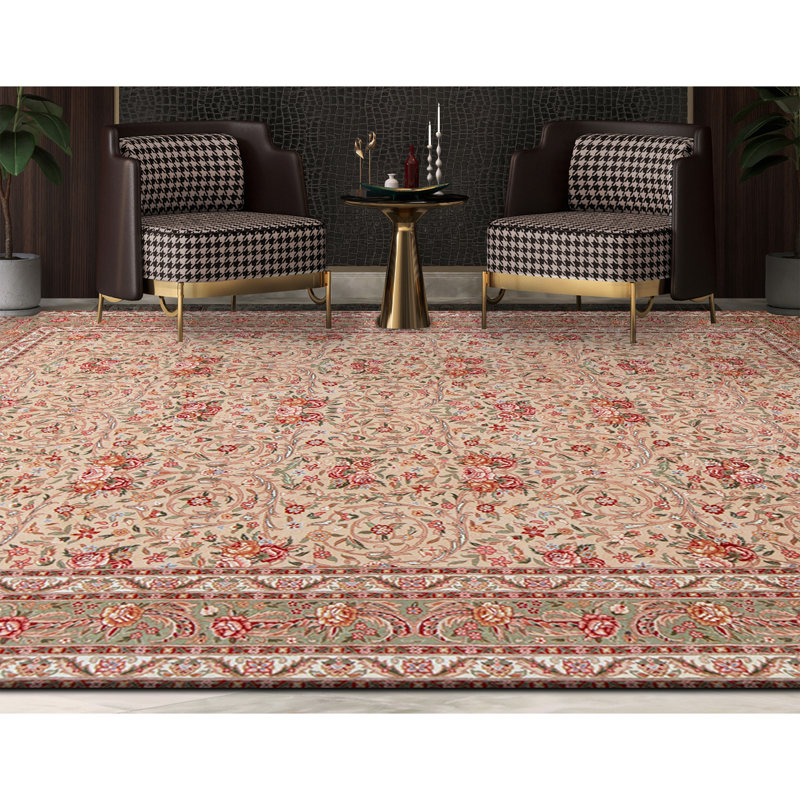 Tapis rectangulaire en laine noué à la main