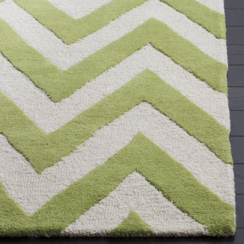 Sanyla Hand Tufted Wool Chevron Rug, Rectangle 8' x 10'