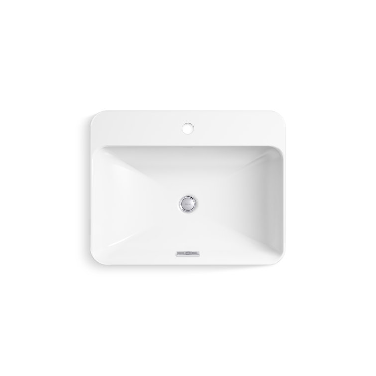 Vox Vitreous China Rectangular Vessel Bathroom Sink with Overflow