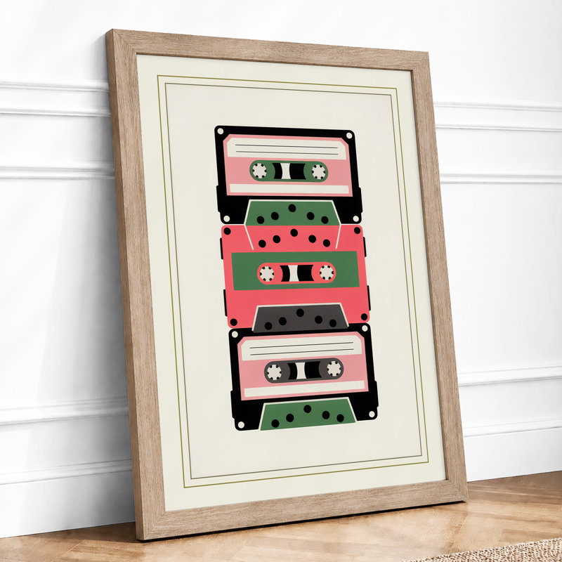 Stacked Cassettes Retro - Print, A1 - 84.1 x 59.4 cm, Oak