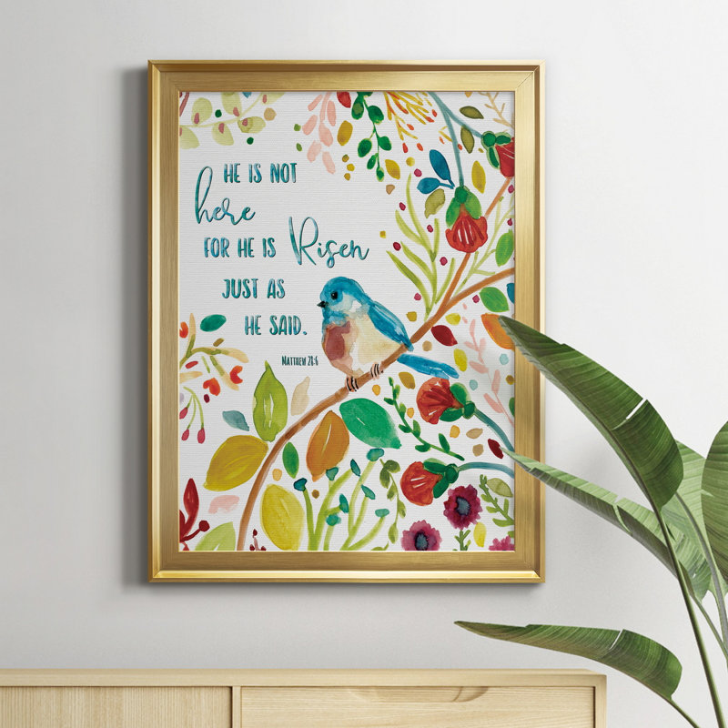 «He Is Risen», art textuel sur toile, H 18,5 po x l 24,5 po x P 1,5 po, Or