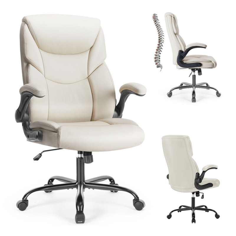 Fauteuil de bureau Sweetcrispy, Blanc / argenté