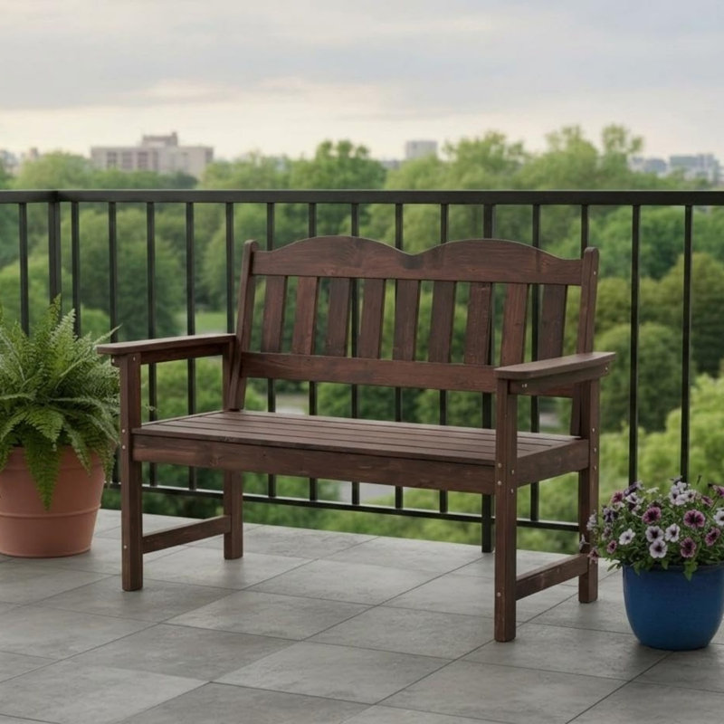 Banc de jardin extérieur pour 2 personnes, Brun