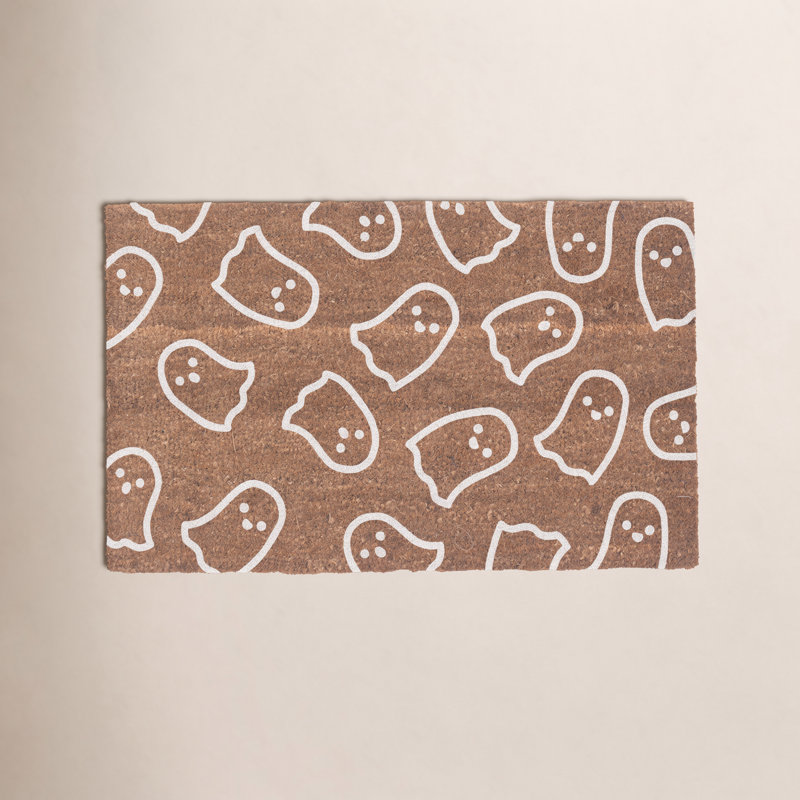 Dimitrious Non-Slip Halloween Outdoor Doormat, 22" W x 36" L, Brown/White