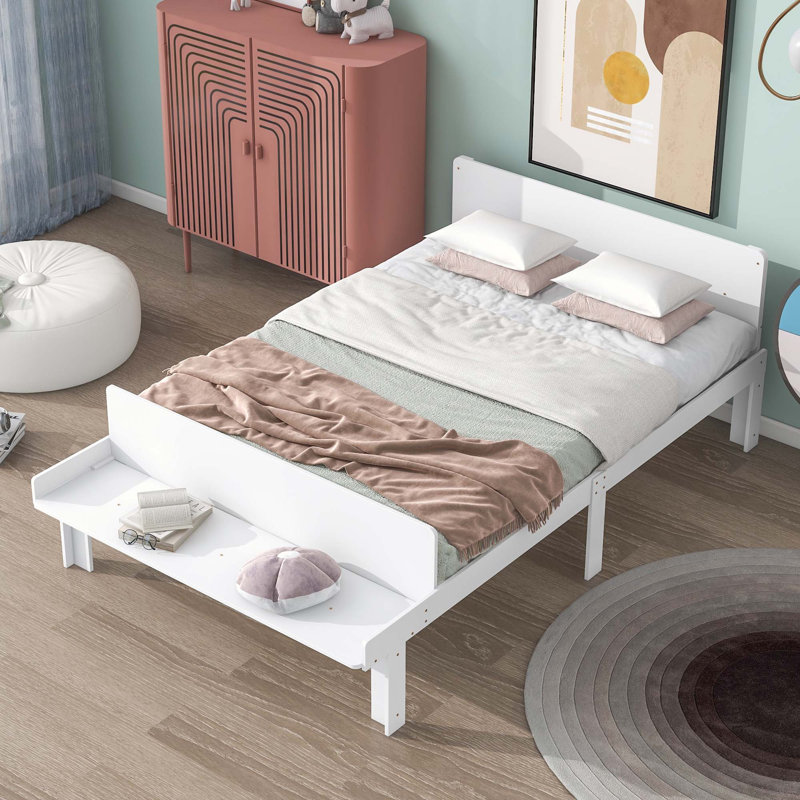 Platform Bed, White, Full / Double