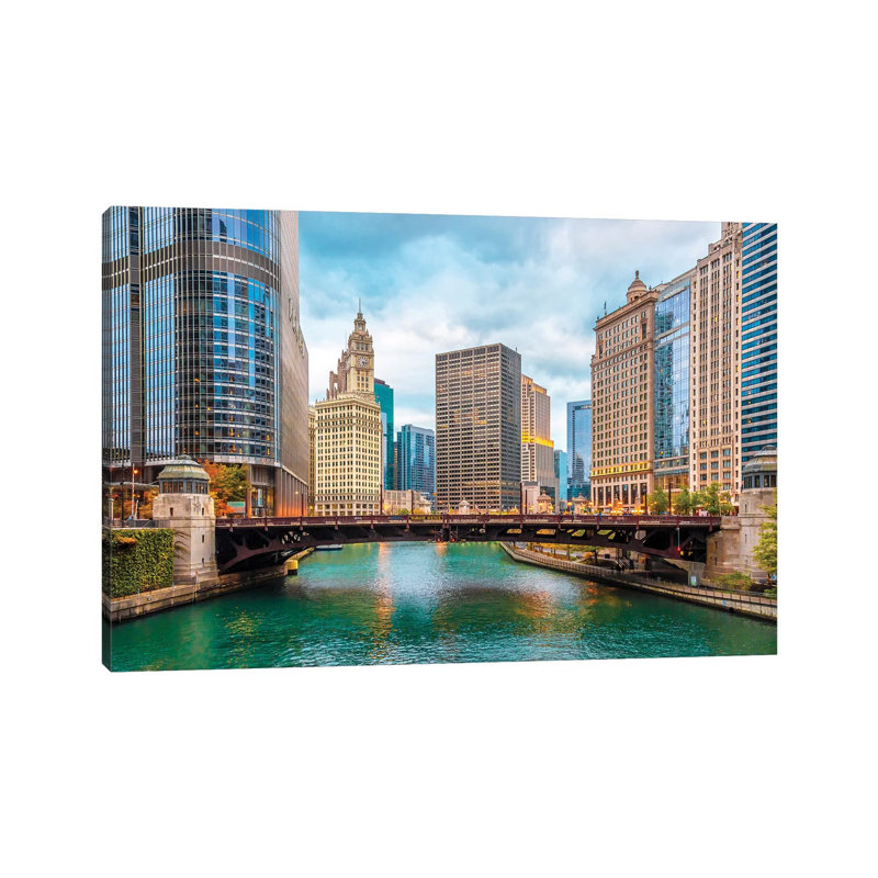 Colorful Chicago 1 Piece Wall Art on Canvas, 20.32cm H x 30.48cm W x 1.91cm D, Wrapped Canvas