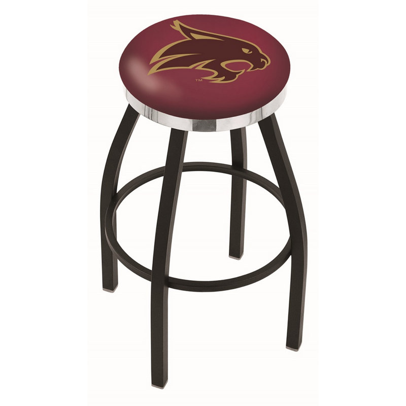 Tabouret de comptoir pivotant de 25 po NCAA, Université Texas State, Chrome