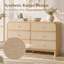 Commode en rotin à 6 tiroirs avec coins arrondis, 140 cm de largeur, meuble télé moderne et robuste-990907954