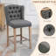 Tabouret à hauteur de comptoir, gris, tissu doux, pieds en bois, chaises de bar grises pour le comptoir, coussin épais, structure solide