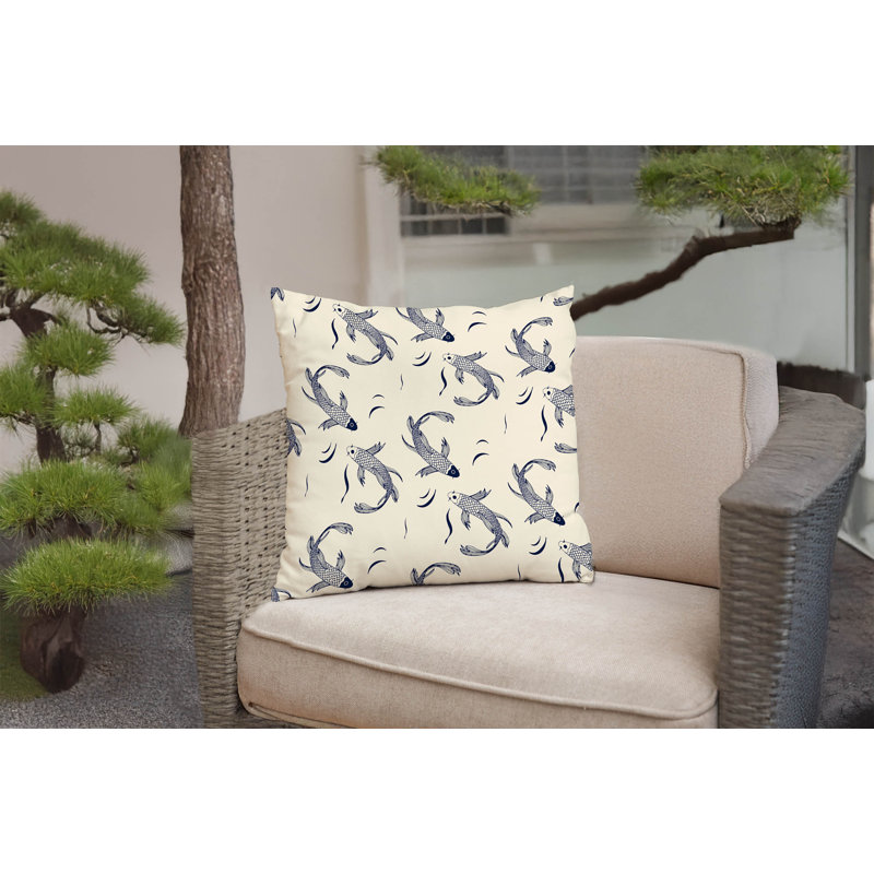 Coussin Koi, Deep Navy, Square 18"