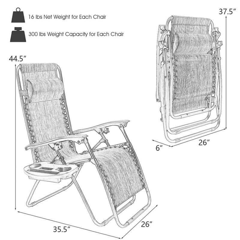 Folding Zero Gravity Chair, Gray