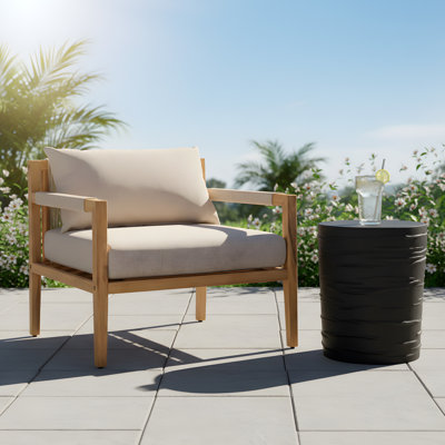 Chaise en corde d'acacia et corde beige avec table d'appoint en béton léger