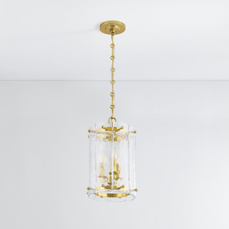 Vintage Polished Brass and Clear Glass 3-Light Pendant Lantern