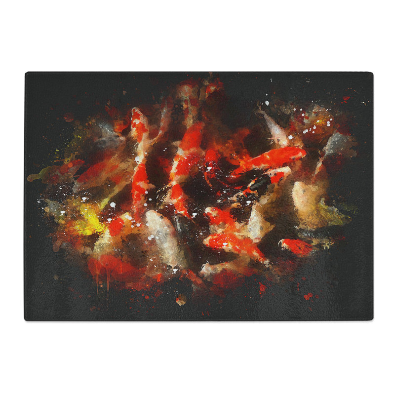 Many Fish Paint Splash Chopping Board, 28.5cm W x 39cm L
