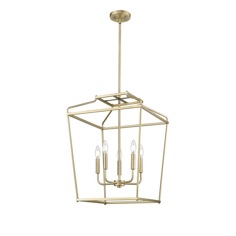 Luminaire suspendu 4 lumières Nellita, Laiton rétro, H 25 po x l 18 po x P 18 po