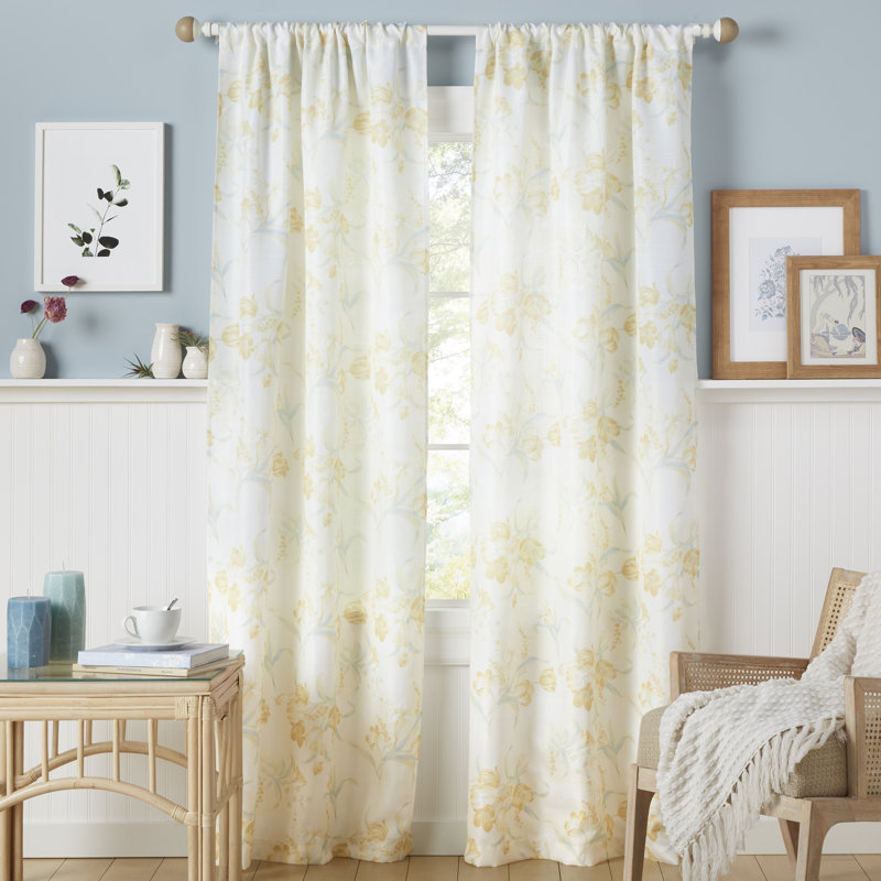 Printemps Polyester Semi Sheer Curtain Pair, 38" W x 96" L