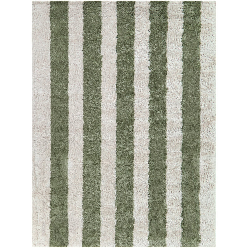 Tapis rayé vert Augello, Rectangle 7 pi 10 po x 10 pi